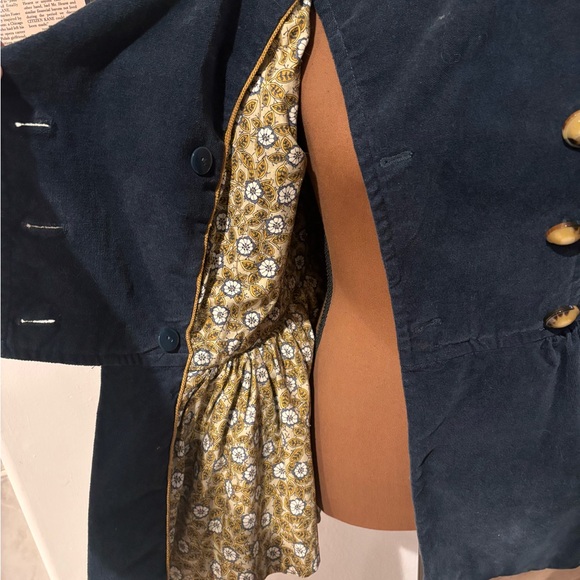Anthropologie Idra Deep Navy Pea Coat Velveteen with Bold Buttons SZ 6- RARE-! - Picture 6 of 10